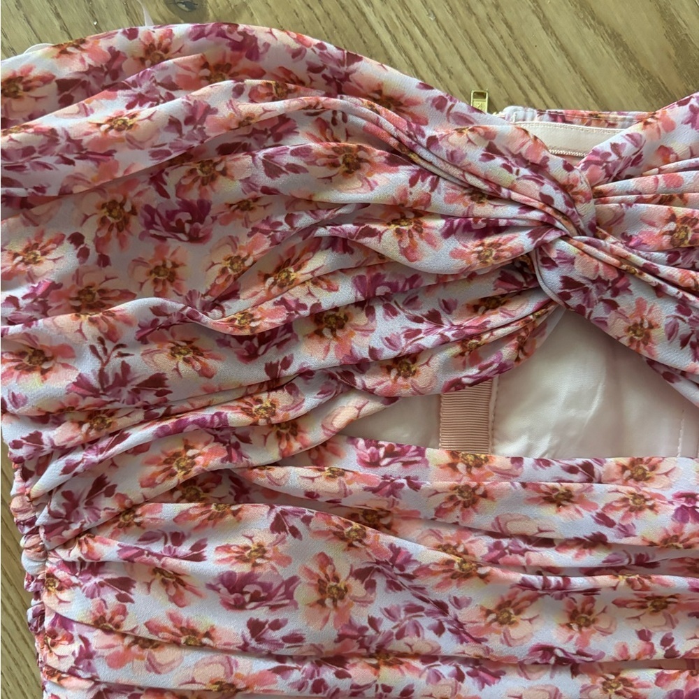 AMUR Floral Pink Cropped Bustier Top - Picture 2 of 6